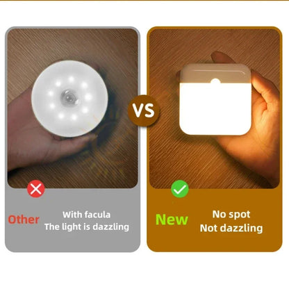 Motion Sensor Light USB Night Light LED Lamp With Switch Rechargeable Inductor Lights For Kitchen Stairs Hallway Closet Bedroom