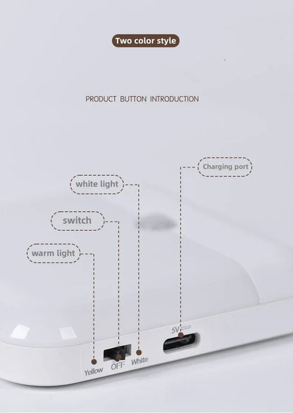 Motion Sensor Light USB Night Light LED Lamp With Switch Rechargeable Inductor Lights For Kitchen Stairs Hallway Closet Bedroom